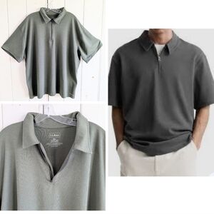 L.L. Bean Men's Olive Polo 1/4 Zip Shirt sz XXL